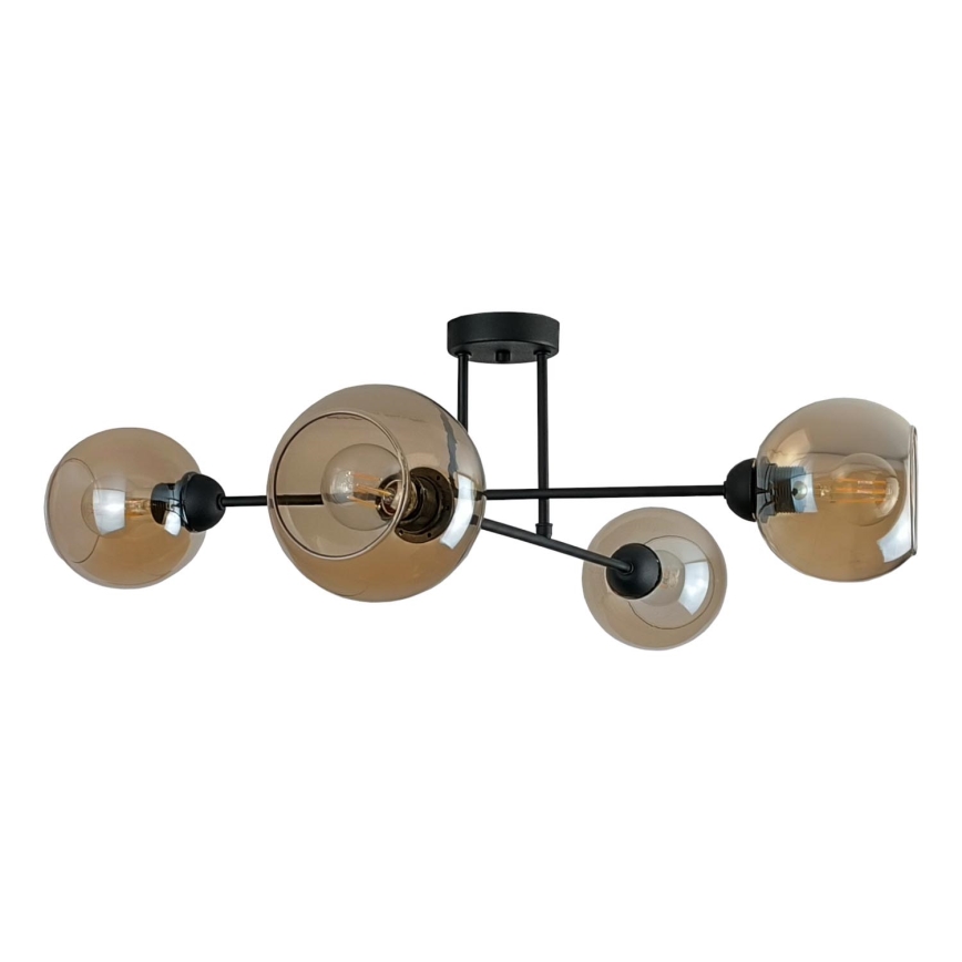Pendellampe VASCO 4xE27/60W/230V sort/røget beige
