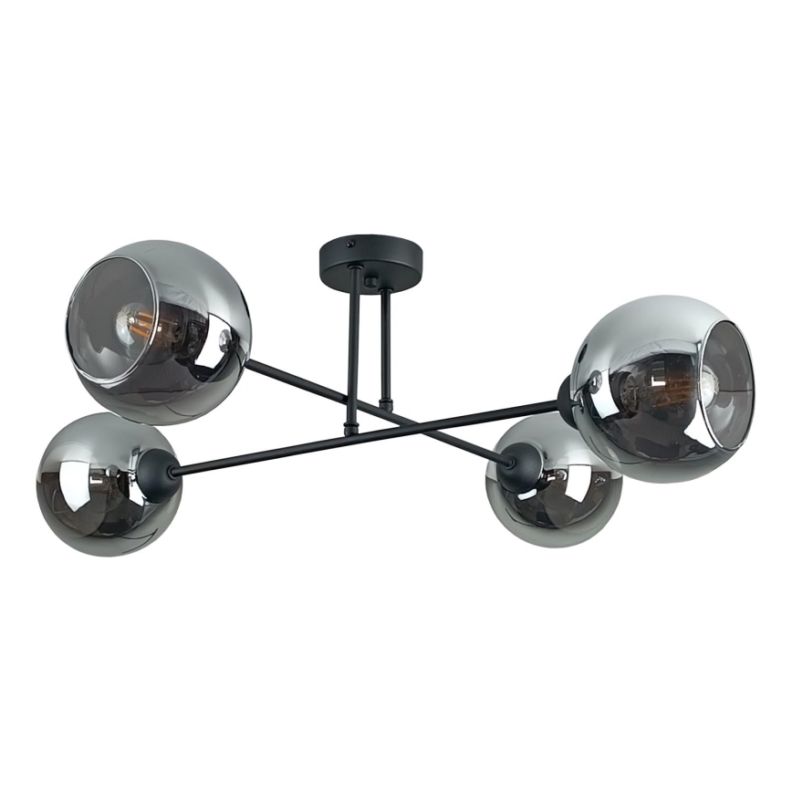 Pendellampe VASCO 4xE27/60W/230V sort/røget sort