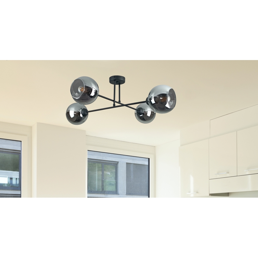 Pendellampe VASCO 4xE27/60W/230V sort/røget sort