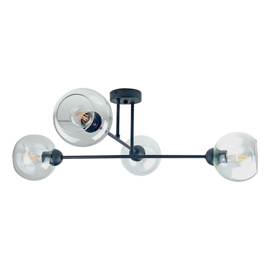 Pendellampe VASCO 4xE27/60W/230V sort/transparent