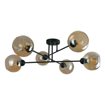 Pendellampe VASCO 6xE27/60W/230V sort/røget beige