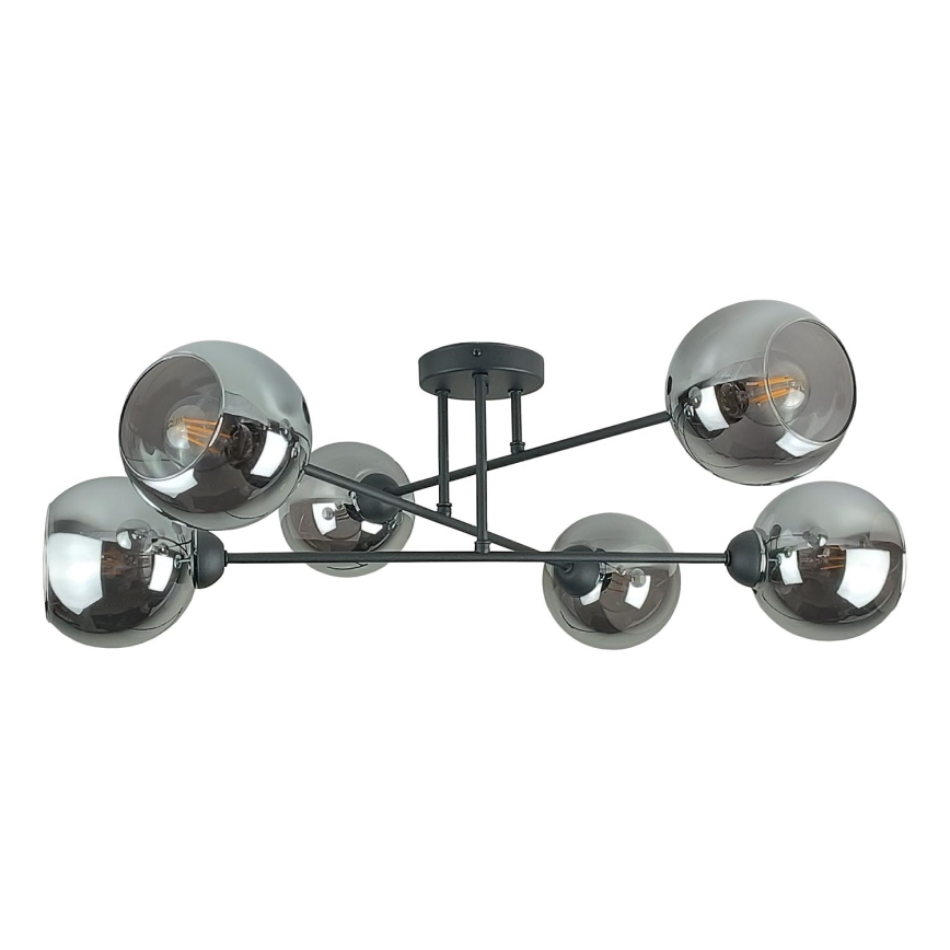 Pendellampe VASCO 6xE27/60W/230V sort/røget sort