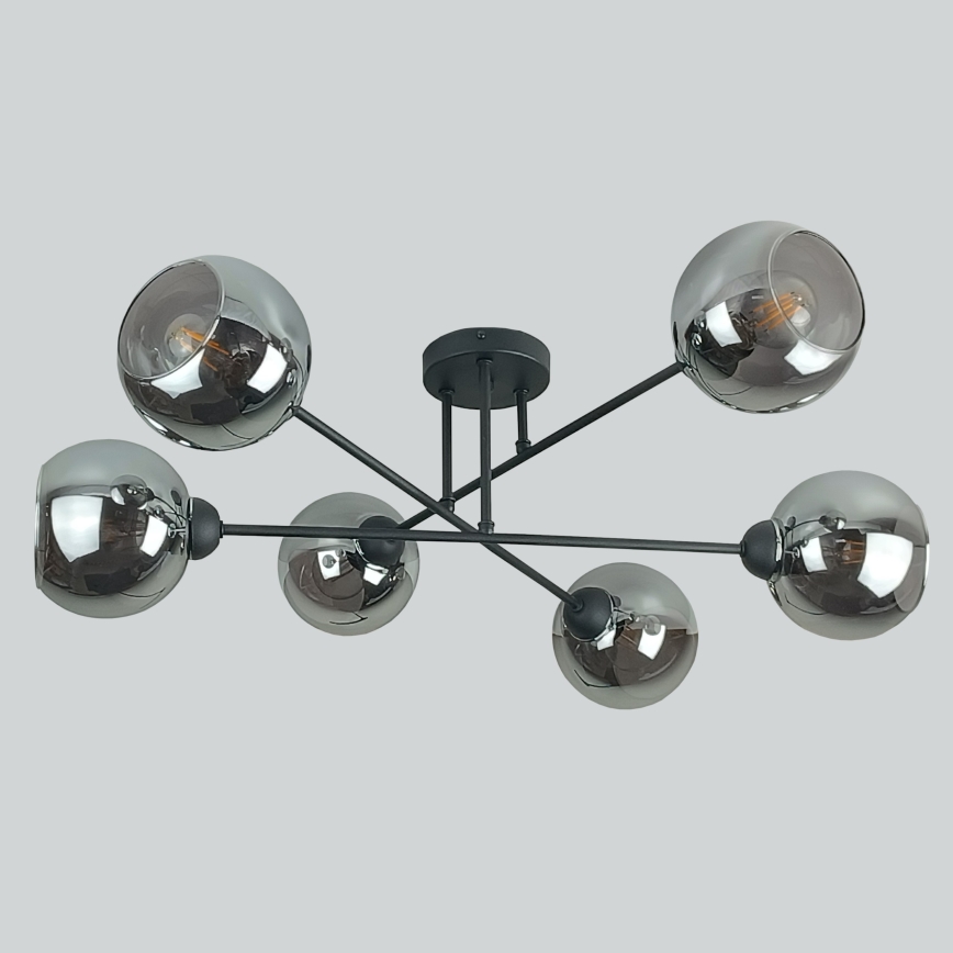 Pendellampe VASCO 6xE27/60W/230V sort/røget sort