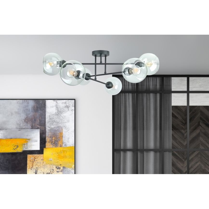 Pendellampe VASCO 6xE27/60W/230V sort/transparent