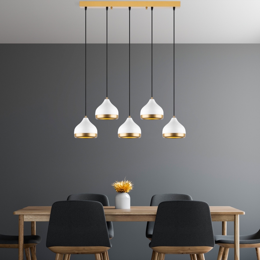 Pendellampe YILDO 5xE27/40W/230V hvid/guld