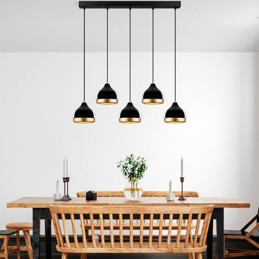Pendellampe YILDO 5xE27/40W/230V sort/guld