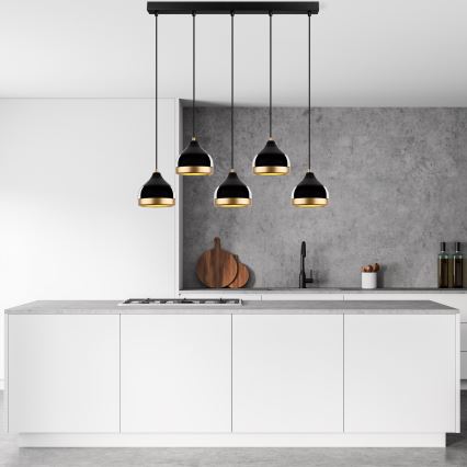 Pendellampe YILDO 5xE27/40W/230V sort/guld