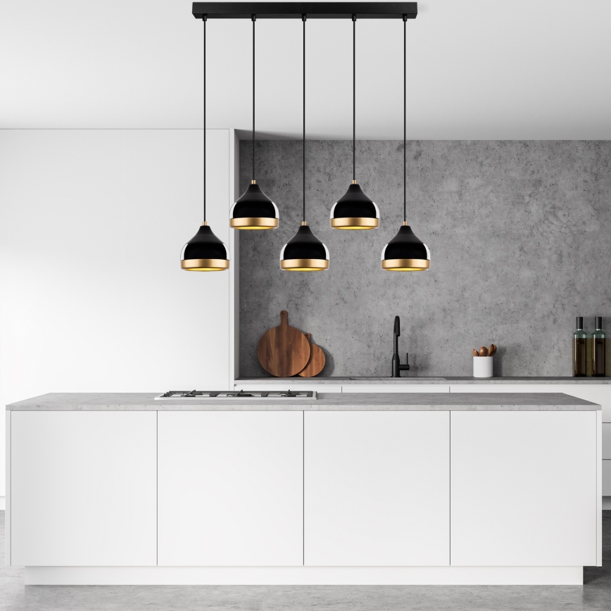 Pendellampe YILDO 5xE27/40W/230V sort/guld