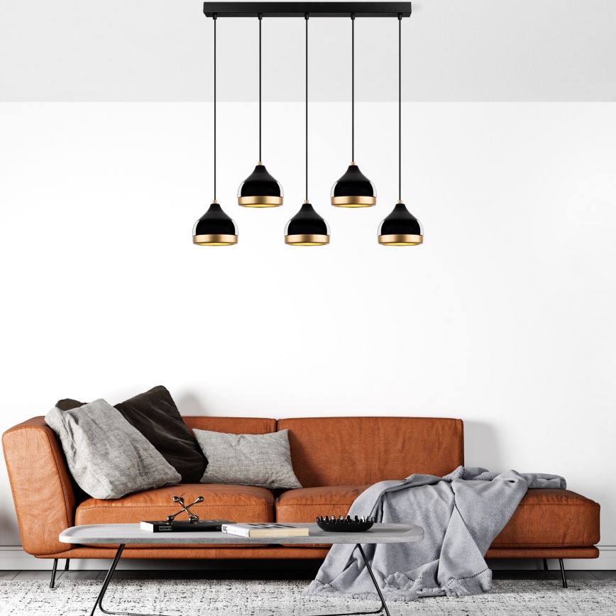 Pendellampe YILDO 5xE27/40W/230V sort/guld