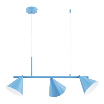Pendellampe ZELTA med kabel 3xE27/15W/230V blå