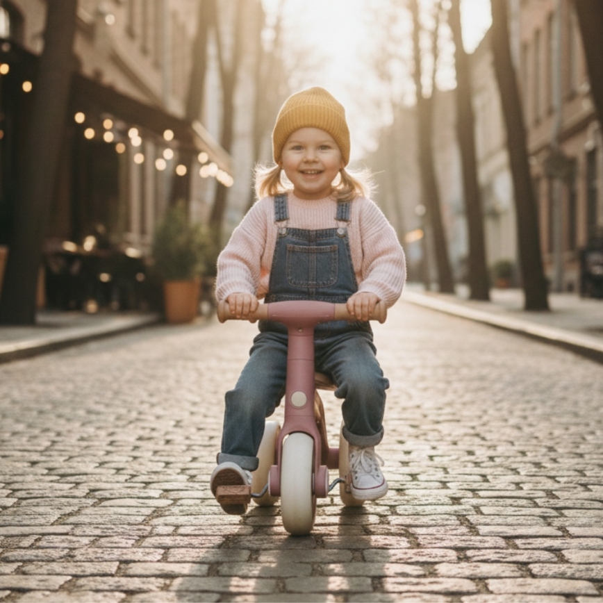 PETITE&MARS - 3-i-1 børneløbecykel BINGO Støvet rosa