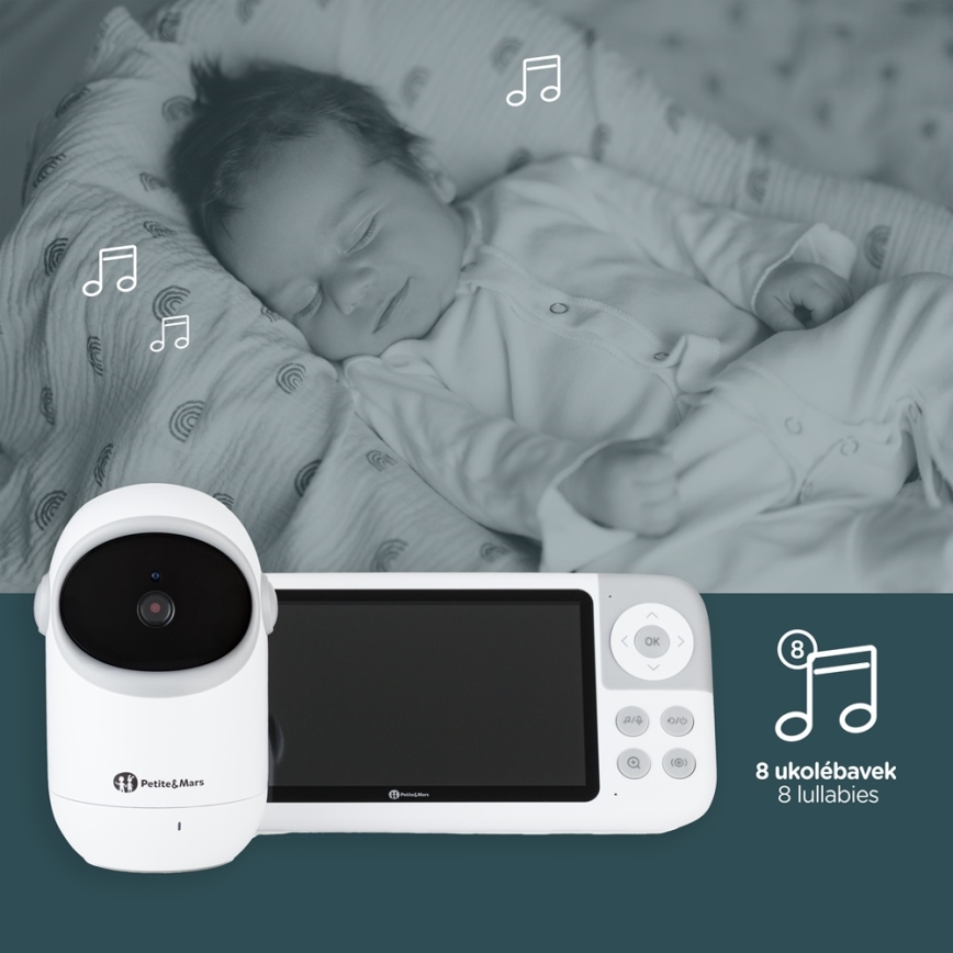 PETITE&MARS - Babymonitor med skærm EVE 5.0 3,8V 3050 mAh
