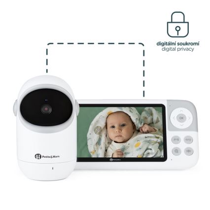 PETITE&MARS - Babymonitor med skærm EVE 5.0 3,8V 3050 mAh