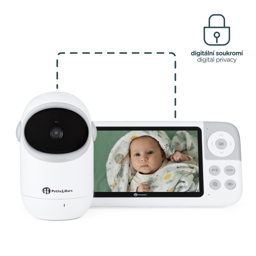 PETITE&MARS - Babymonitor med skærm EVE 5.0 3,8V 3050 mAh