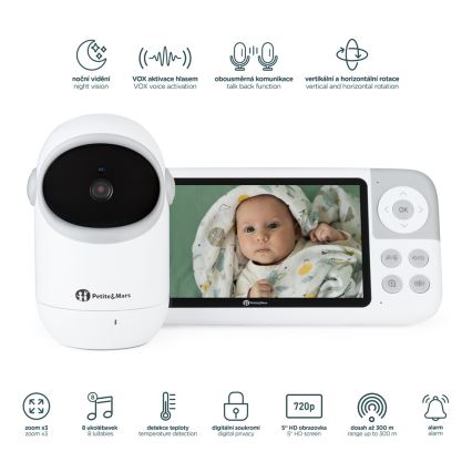 PETITE&MARS - Babymonitor med skærm EVE 5.0 3,8V 3050 mAh