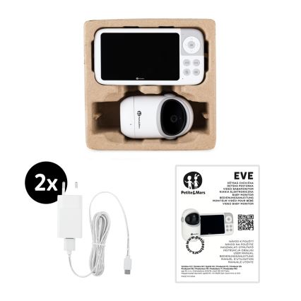 PETITE&MARS - Babymonitor med skærm EVE 5.0 3,8V 3050 mAh