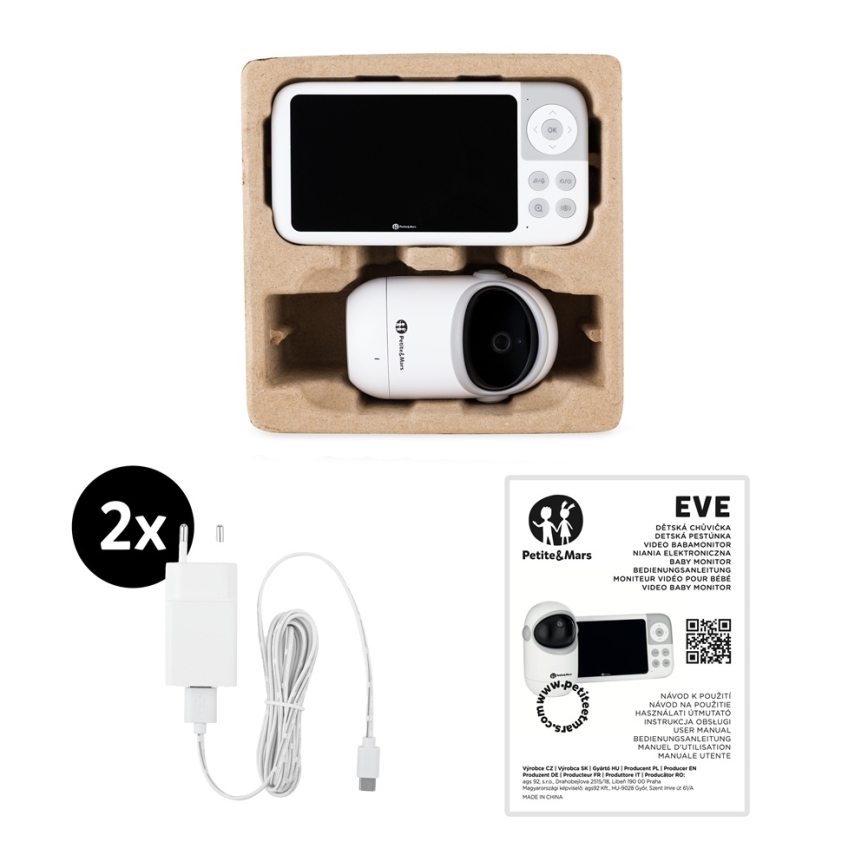 PETITE&MARS - Babymonitor med skærm EVE 5.0 3,8V 3050 mAh