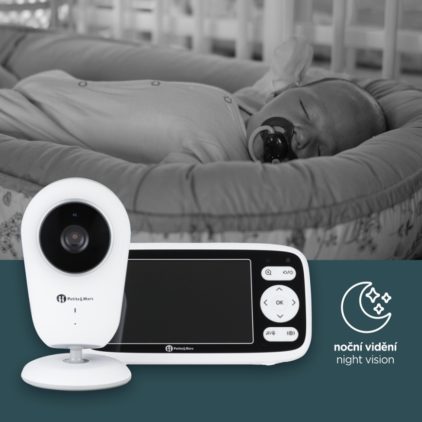 PETITE&MARS - Babymonitor med skærm NANO 4.0 3,7V 1760 mAh