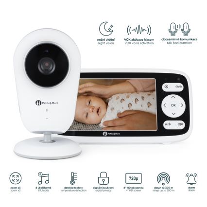 PETITE&MARS - Babymonitor med skærm NANO 4.0 3,7V 1760 mAh