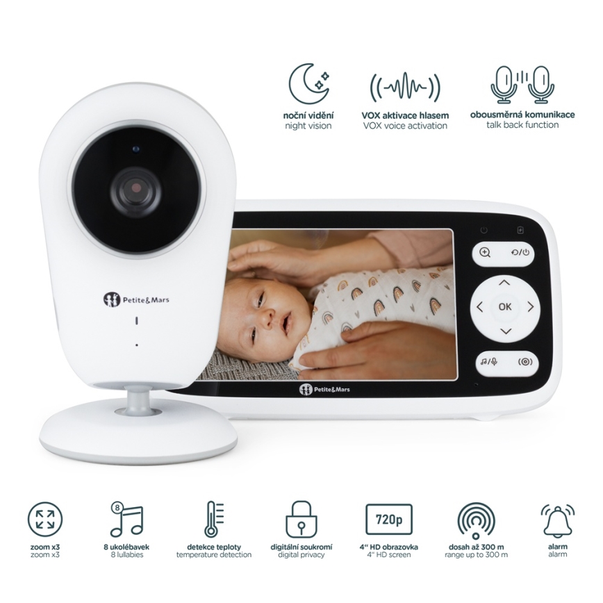 PETITE&MARS - Babymonitor med skærm NANO 4.0 3,7V 1760 mAh