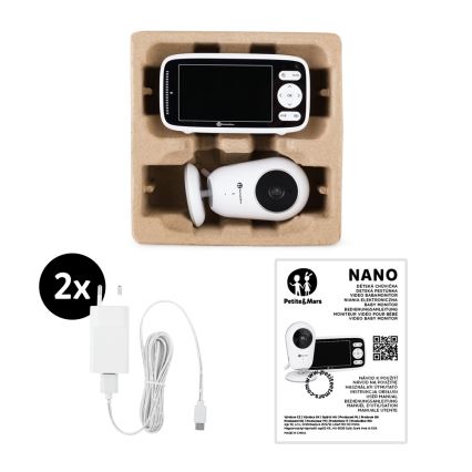 PETITE&MARS - Babymonitor med skærm NANO 4.0 3,7V 1760 mAh