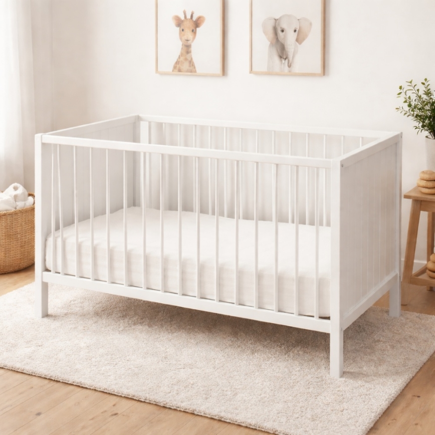 PETITE&MARS - Babyseng 3 i 1 MILA 120x60 cm hvid/bøg