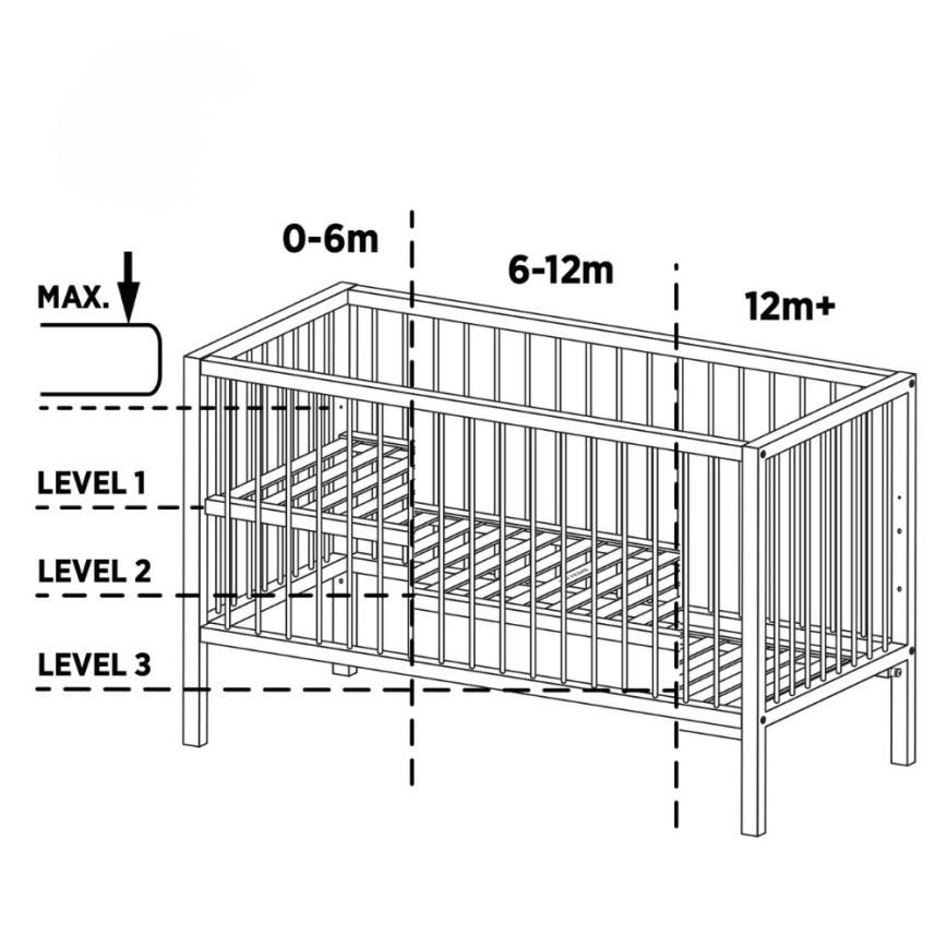 PETITE&MARS - Babyseng NELA BEECH 120x60 cm hvid/bøg