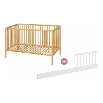 PETITE&MARS - Babyseng + sengegitter NELA BEECH 120x60 cm bøg