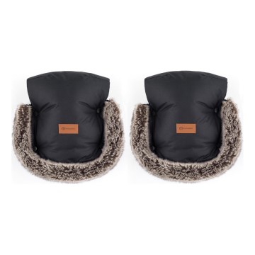 PETITE&MARS - Barnevognshandsker FURRY Forever Black