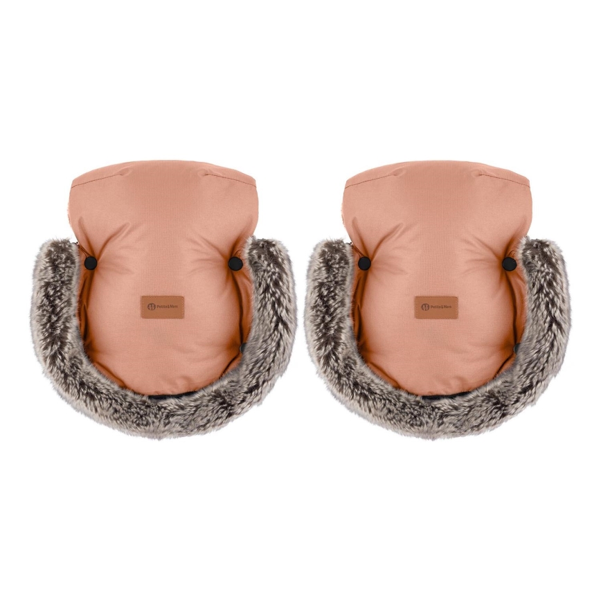 PETITE&MARS - Barnevognshandsker FURRY Pastel Peach
