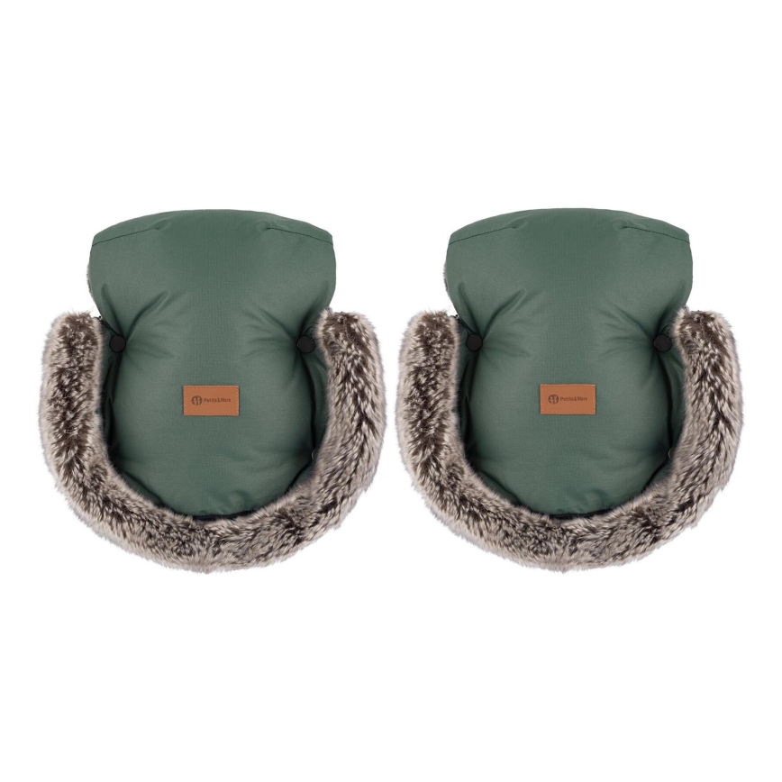 PETITE&MARS - Barnevognshandsker FURRY Veritable Khaki