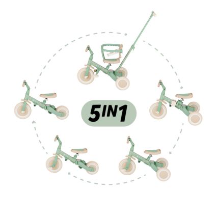 PETITE&MARS - Børnetrehjuler 5-i-1 TURBO LIMITED Grøn Twist