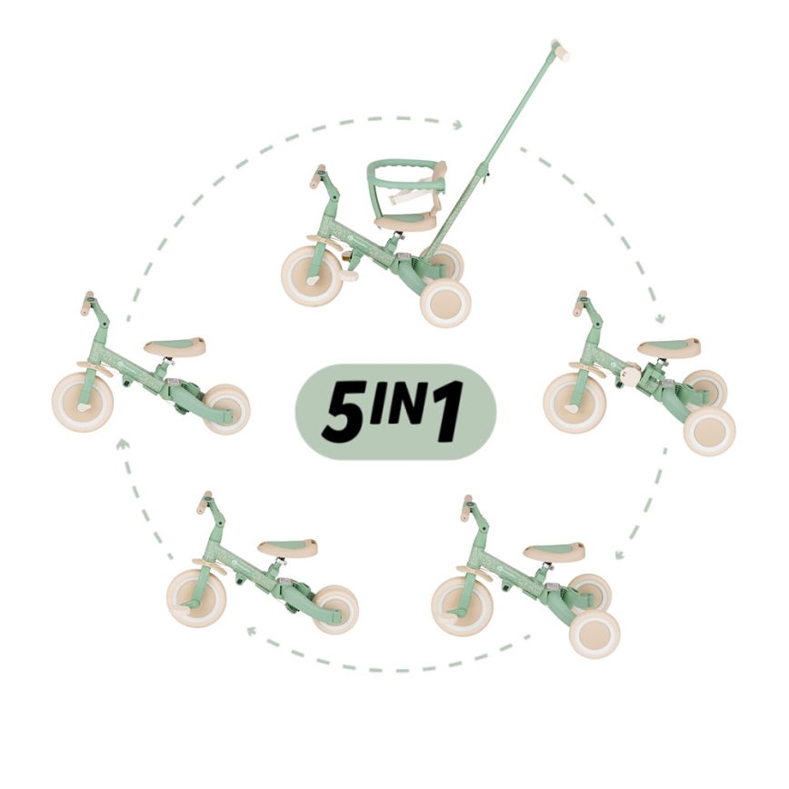 PETITE&MARS - Børnetrehjuler 5-i-1 TURBO LIMITED Grøn Twist