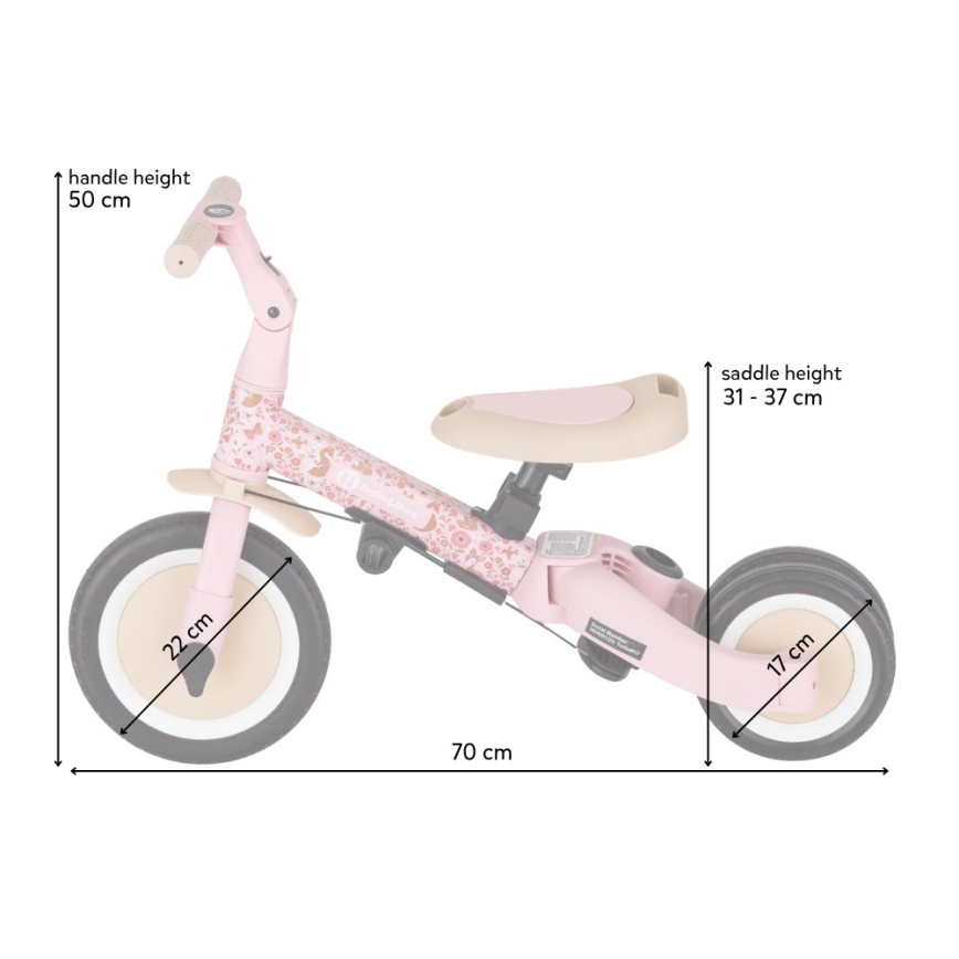 PETITE&MARS - Børnetrehjuler 5-i-1 TURBO LIMITED Rosy Wilderness