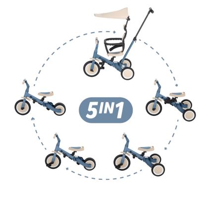 PETITE&MARS - Børnetrehjuler 5 i 1 TURBO PLUS Oceanblå