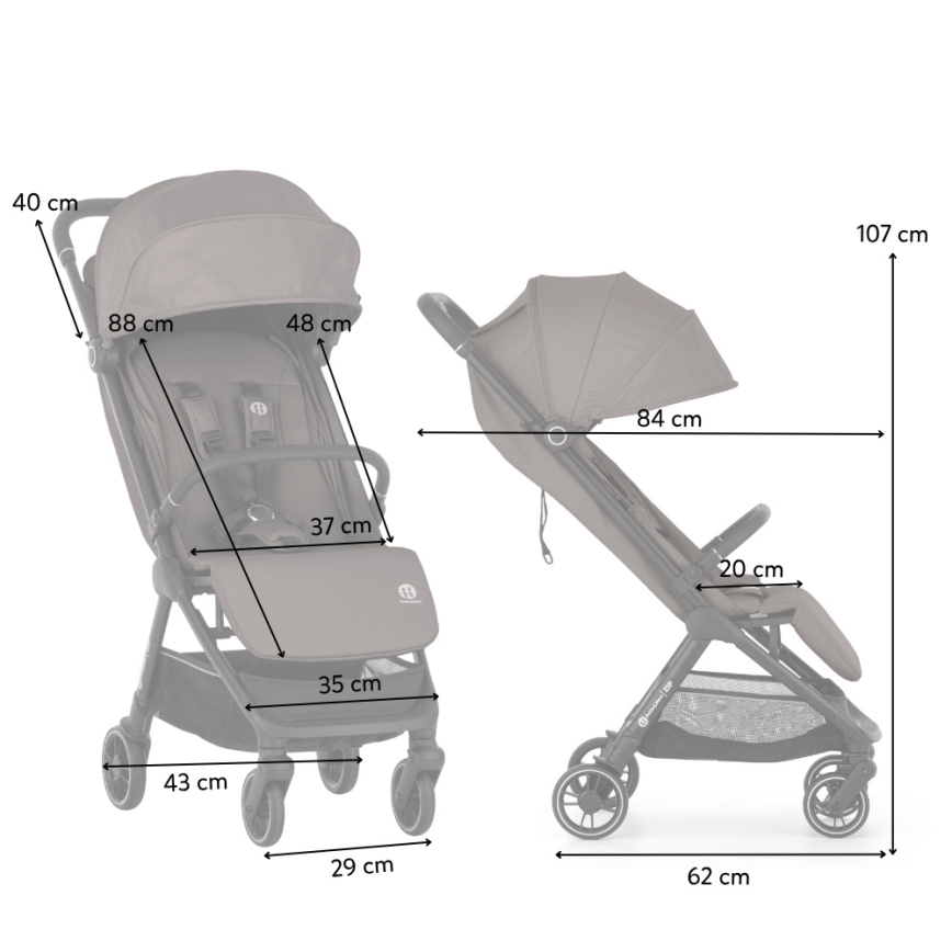 PETITE&MARS - Sportsklapvogn ZIP Creamy Cocoa