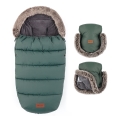 PETITE&MARS - SÆT: 4-i-1 COMFY vognpose til børn + FURRY håndmuffer til klapvogn, Khaki