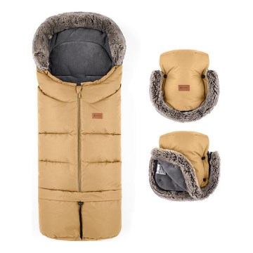 PETITE&MARS -SÆT 4-i-1 kørepose ARCTIC + håndmuffer til klapvogn Elegant Caramel