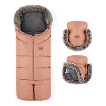 PETITE&MARS - SÆT 4-i-1 kørepose ARCTIC + håndmuffer til klapvogn Pastel Peach