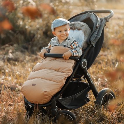 PETITE&MARS - SÆT 4-i-1 kørepose COMFY + håndmuffer til klapvogn Elegant Caramel