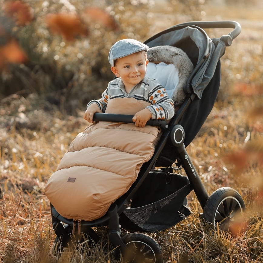 PETITE&MARS - SÆT 4-i-1 kørepose COMFY + håndmuffer til klapvogn Elegant Caramel