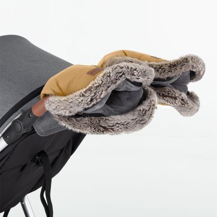 PETITE&MARS - SÆT 4-i-1 kørepose COMFY + håndmuffer til klapvogn Elegant Caramel
