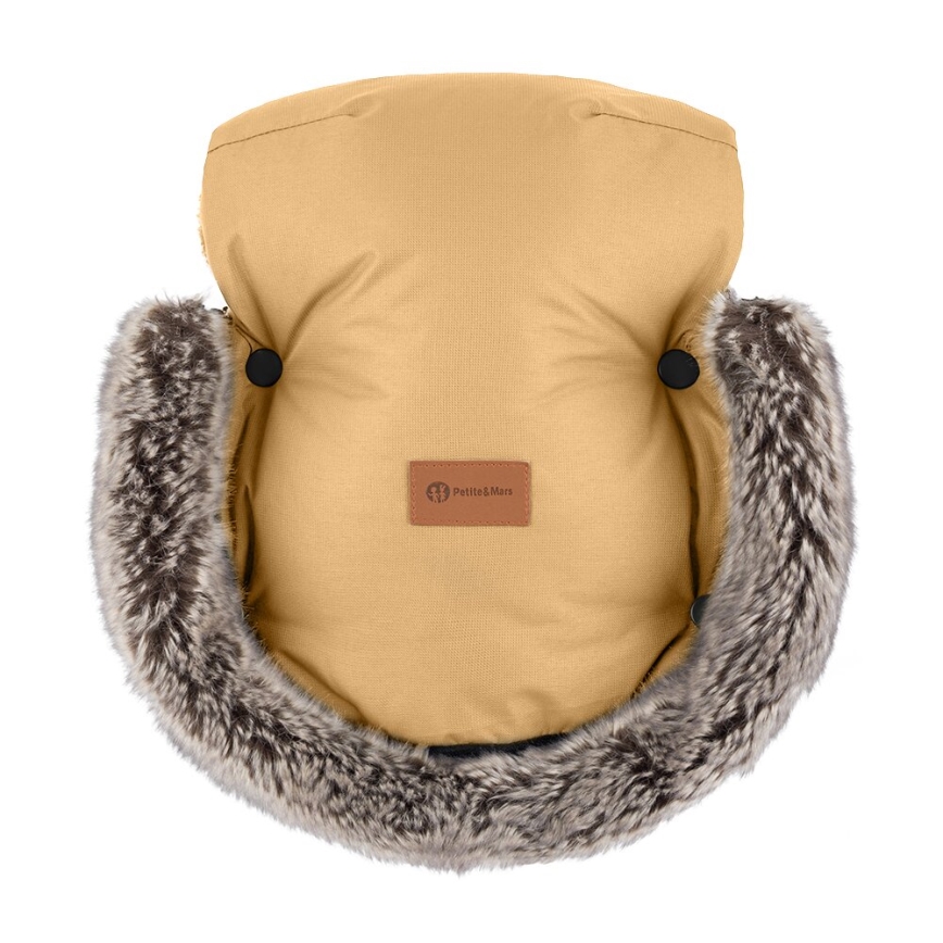 PETITE&MARS - SÆT 4-i-1 kørepose COMFY + håndmuffer til klapvogn Elegant Caramel