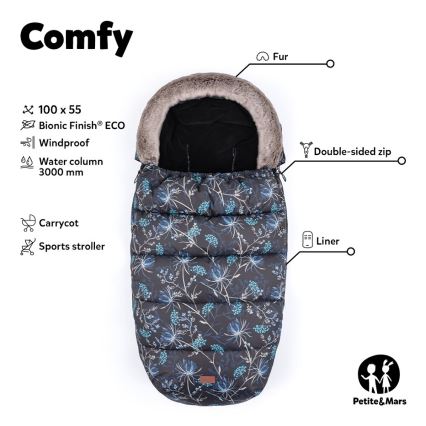PETITE&MARS - SÆT 4-i-1 kørepose COMFY + håndmuffer til klapvogn Elegant Caramel