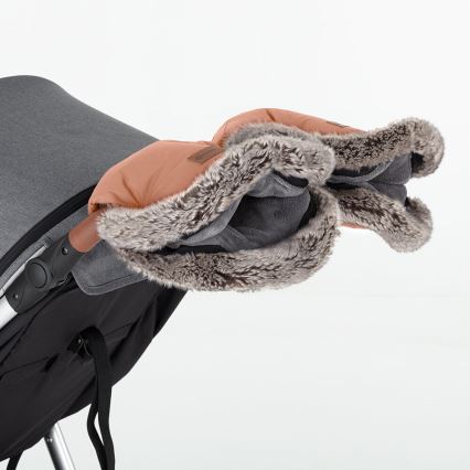 PETITE&MARS - SÆT 4-i-1 kørepose COMFY + håndmuffer til klapvogn Pastel Peach