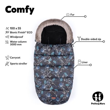 PETITE&MARS - SÆT 4-i-1 kørepose COMFY + håndmuffer til klapvogn Pastel Peach