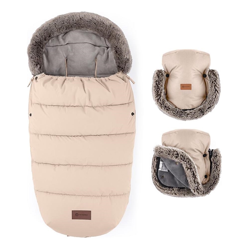 PETITE&MARS - SÆT 4-i-1 kørepose COMFY + håndmuffer til klapvogn Rose Petal