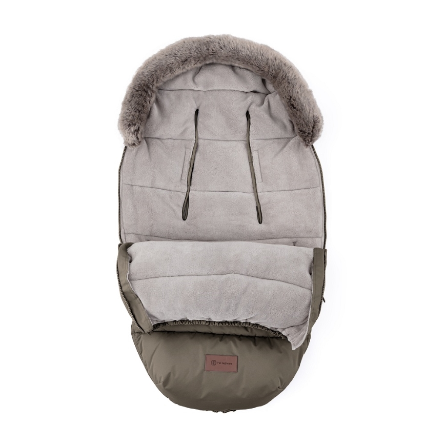 PETITE&MARS - SÆT Babyvognpose 4 i 1 COMFY + håndmuffer til barnevogn FURRY Mocha Mousse