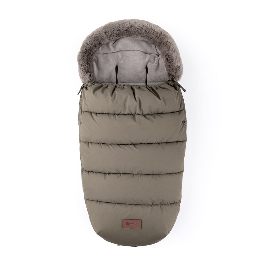 PETITE&MARS - SÆT Babyvognpose 4 i 1 COMFY + håndmuffer til barnevogn FURRY Mocha Mousse
