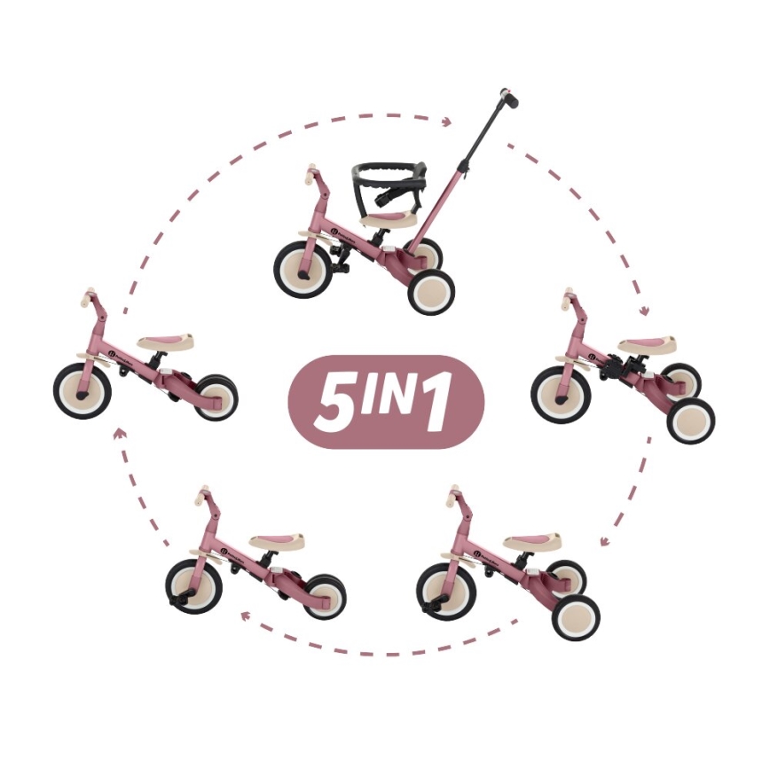 PETITE&MARS - Trehjulet cykel 5-i-1 TURBO Dusty Rose